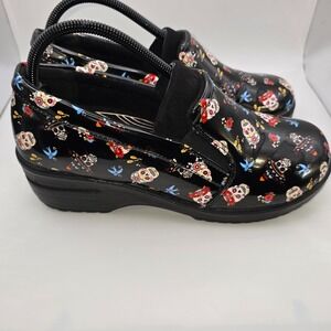 Easy Works Size 10 Day Of Dead Skeleton Clogs‎ Slip Resistant Nurse